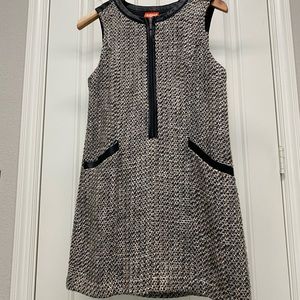 Grey zip-up dress with black pleather accents size small